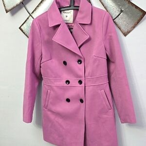 Allegra K Women's Pink Double-Breasted Coat